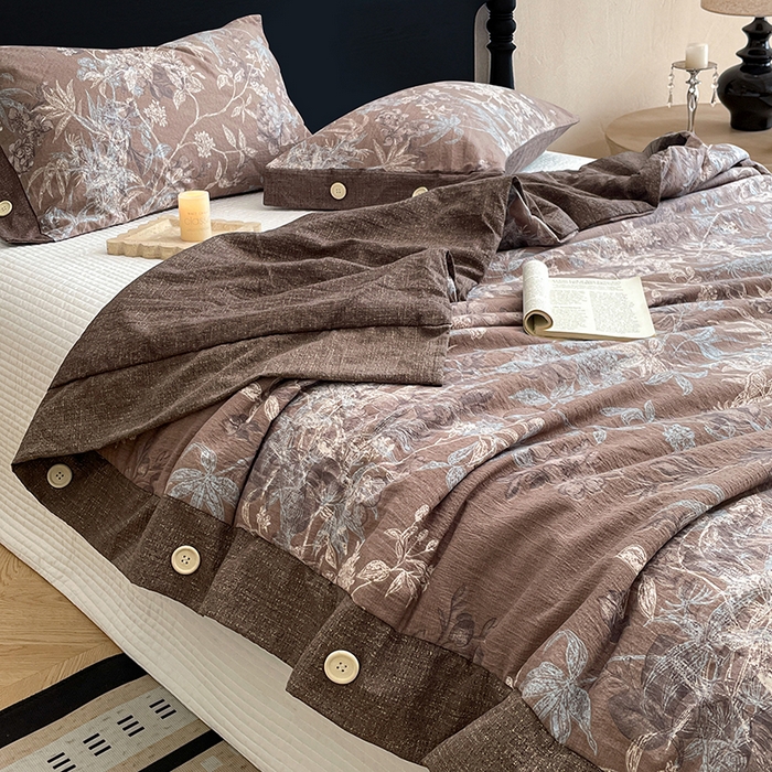 91家纺网 家纺一手货源 找家纺 圣比熊 2026新款A类夏天原麻纽扣加厚夏被宿舍双人床仿亚麻被子被芯 金枝玉叶