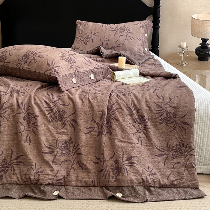 91家纺网 家纺一手货源 找家纺 圣比熊 2026新款A类夏天原麻纽扣加厚夏被宿舍双人床仿亚麻被子被芯 素锦