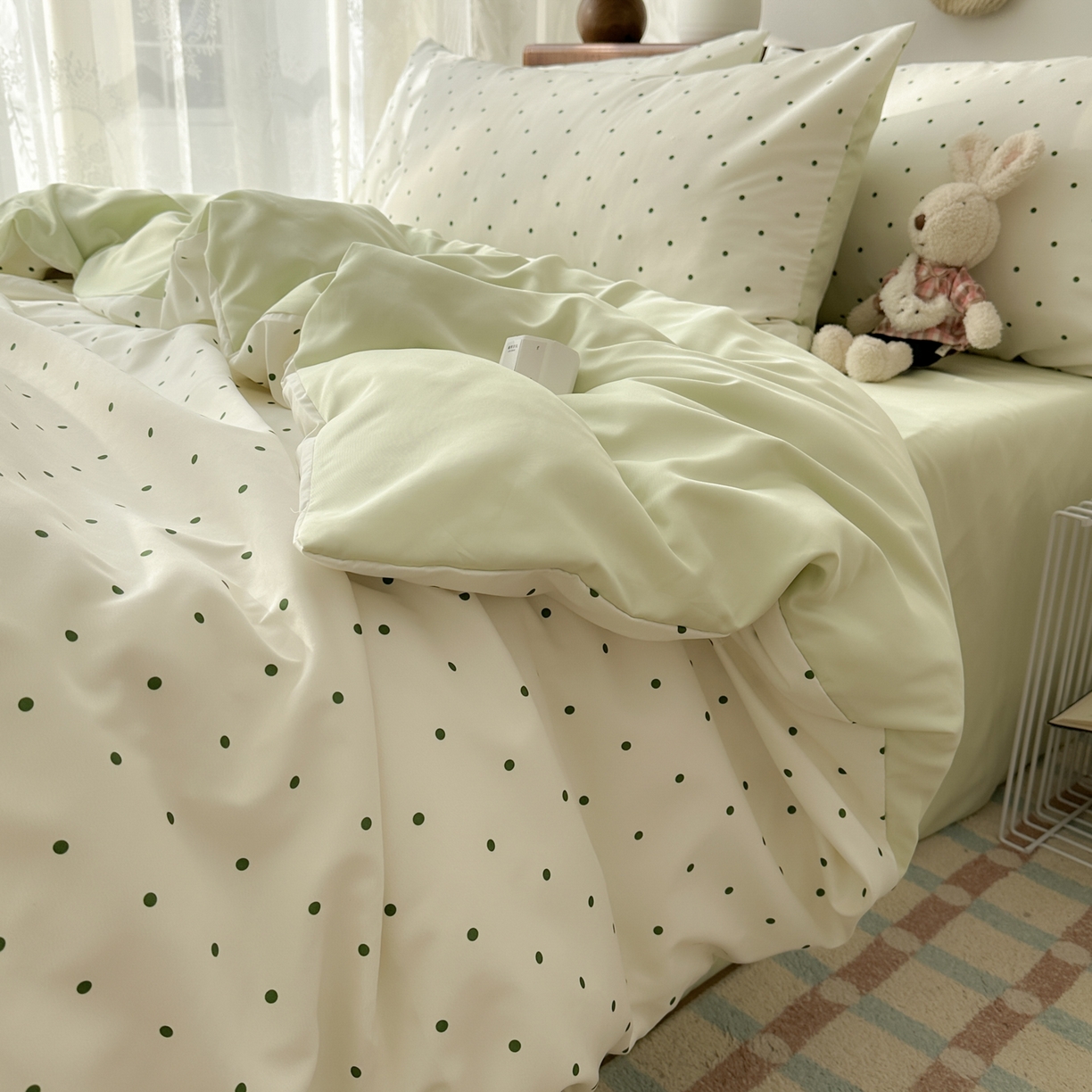 91家纺网 家纺一手货源 找家纺 （总）老K (原美阁） 2026新款小清新冰丝四件套简约款水洗真丝四件套学生宿舍三件套