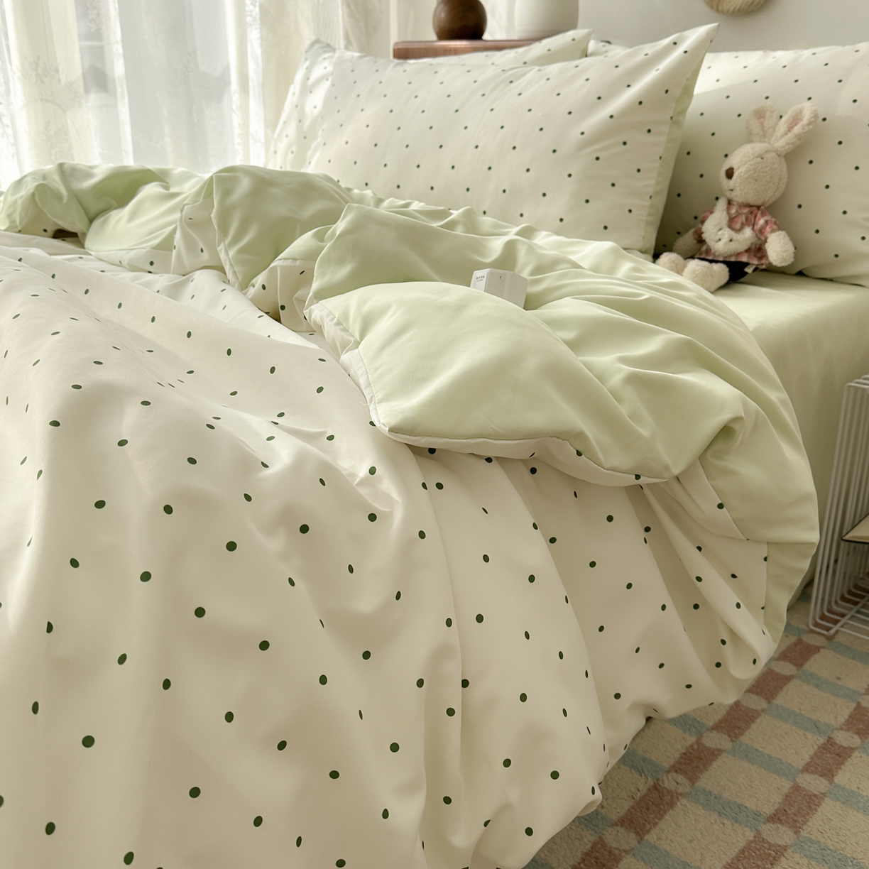 91家纺网 家纺一手货源 找家纺 （总）老K (原美阁） 2026新款小清新冰丝四件套简约款水洗真丝四件套学生宿舍三件套