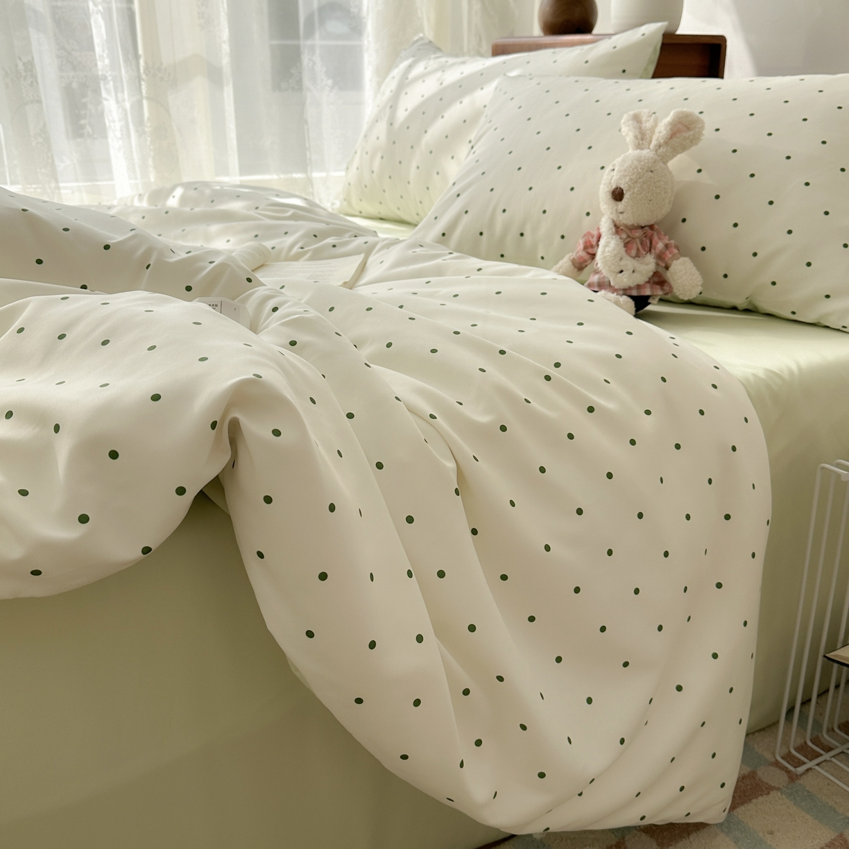 91家纺网 家纺一手货源 找家纺 （总）老K (原美阁） 2026新款小清新冰丝四件套简约款水洗真丝四件套学生宿舍三件套