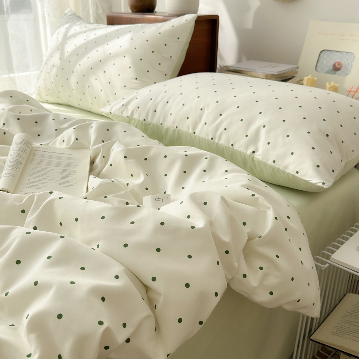 91家纺网 家纺一手货源 找家纺 （总）老K (原美阁） 2026新款小清新冰丝四件套简约款水洗真丝四件套学生宿舍三件套