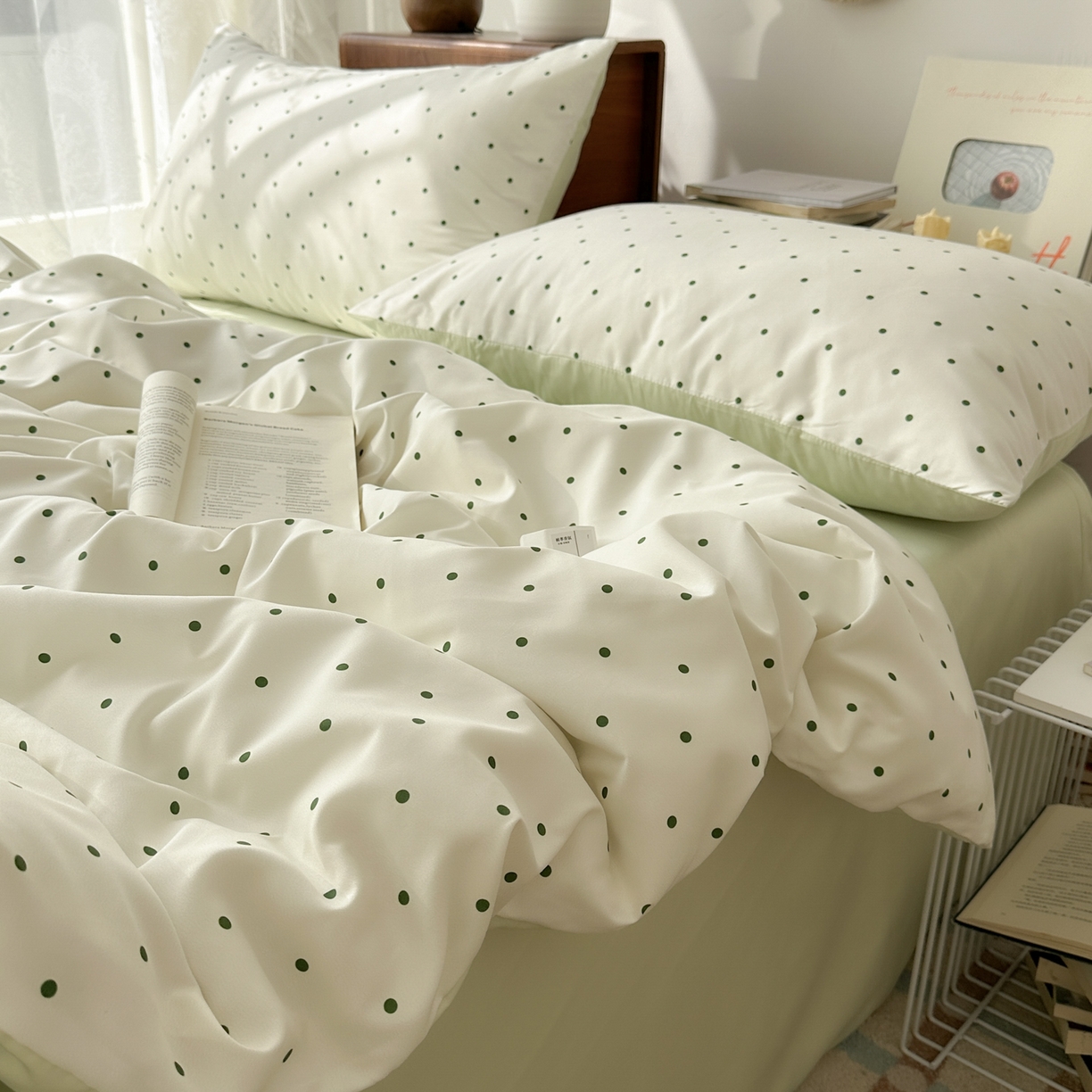 91家纺网 家纺一手货源 找家纺 （总）老K (原美阁） 2026新款小清新冰丝四件套简约款水洗真丝四件套学生宿舍三件套