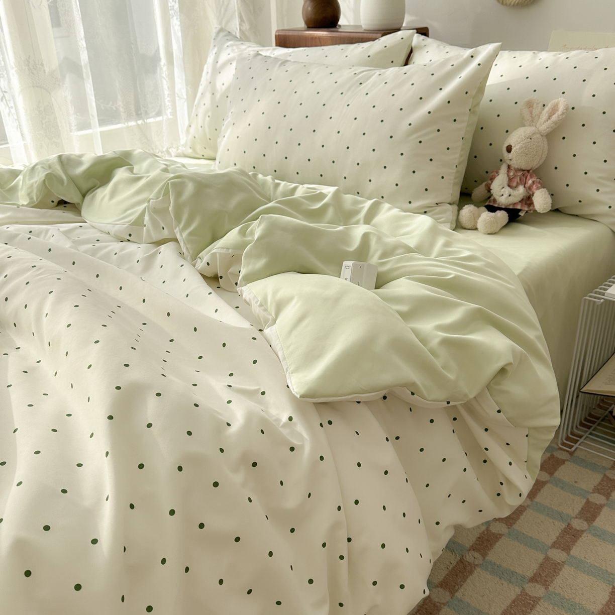 91家纺网 家纺一手货源 找家纺 （总）老K (原美阁） 2026新款小清新冰丝四件套简约款水洗真丝四件套学生宿舍三件套