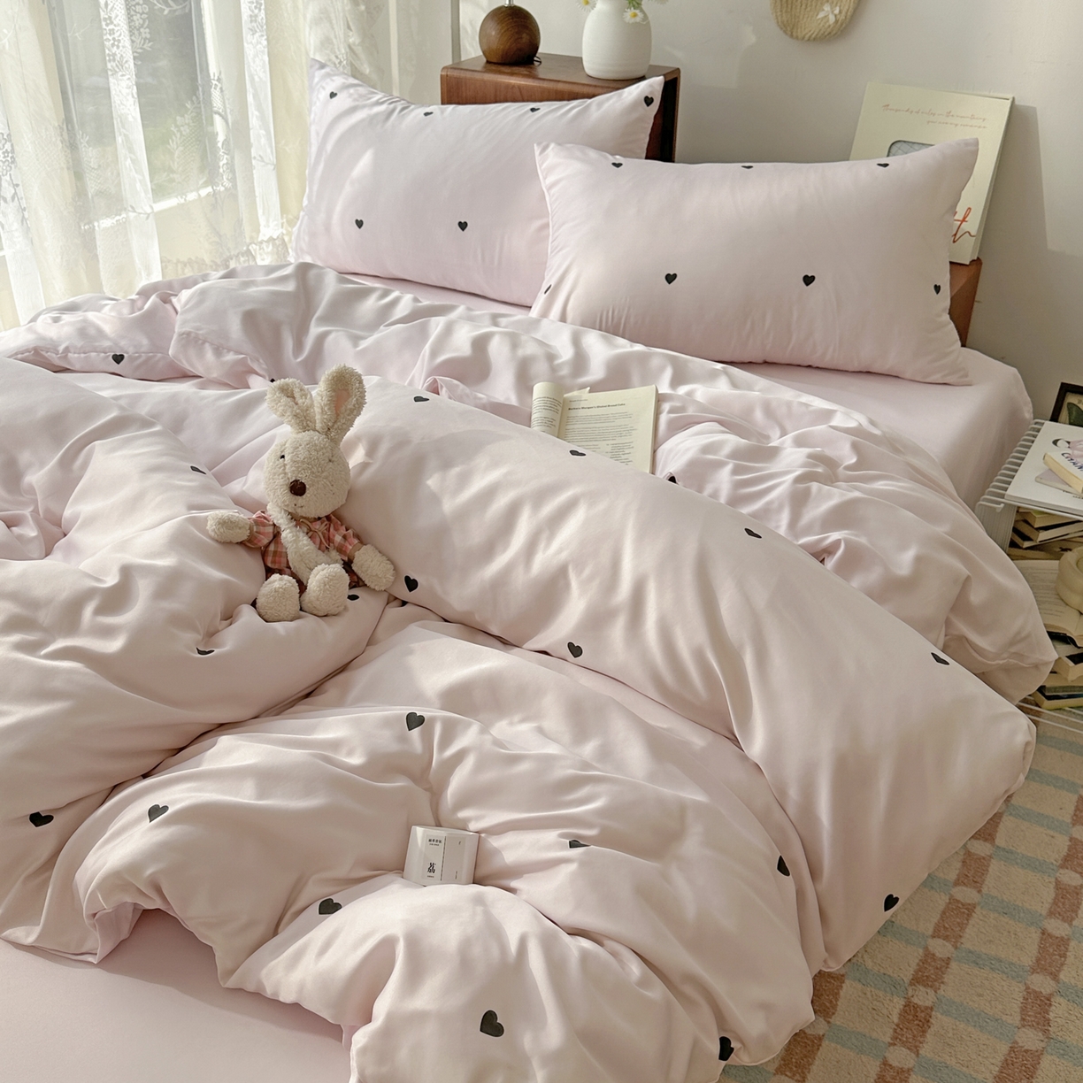 91家纺网 家纺一手货源 找家纺 （总）老K (原美阁） 2026新款小清新冰丝四件套简约款水洗真丝四件套学生宿舍三件套