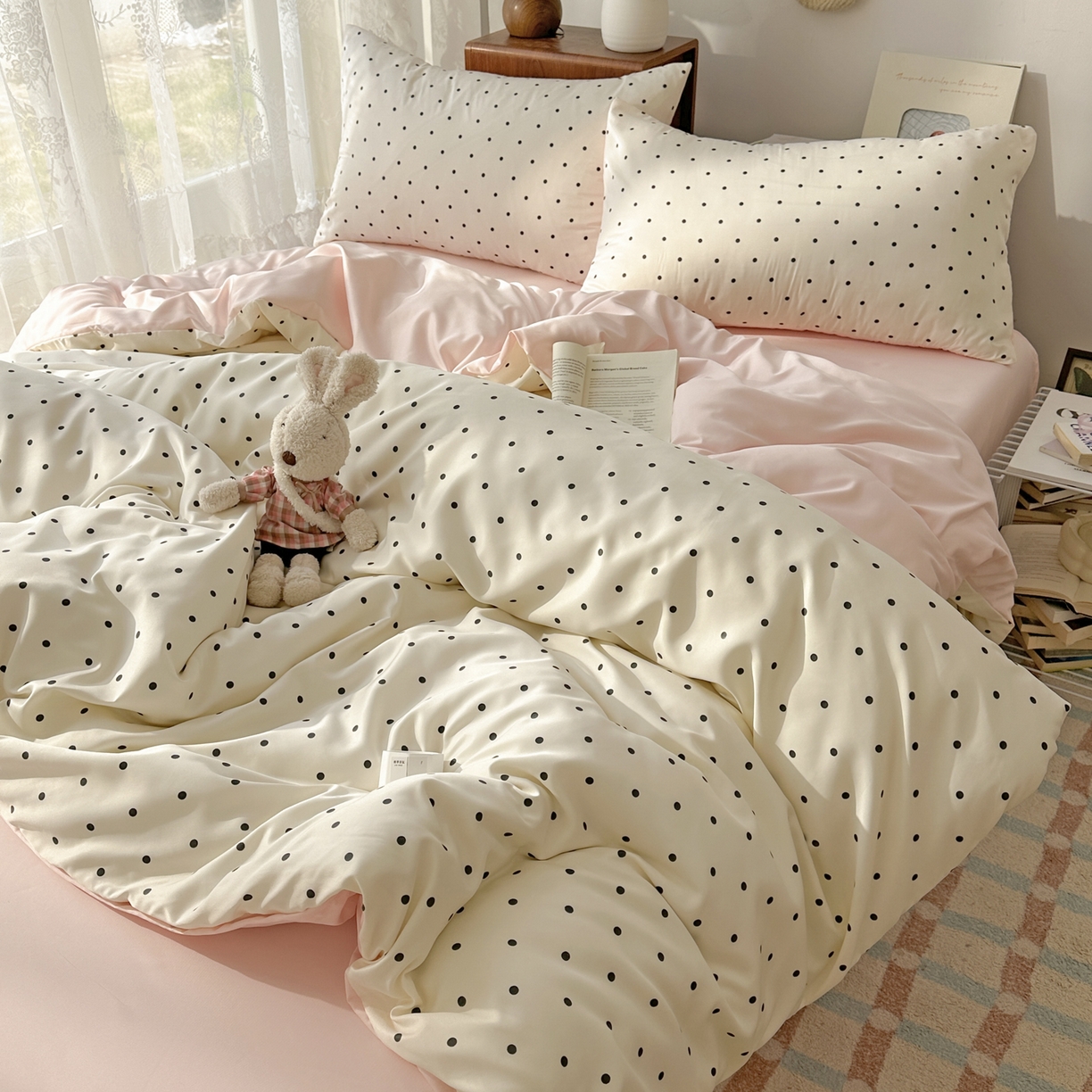 91家纺网 家纺一手货源 找家纺 （总）老K (原美阁） 2026新款小清新冰丝四件套简约款水洗真丝四件套学生宿舍三件套