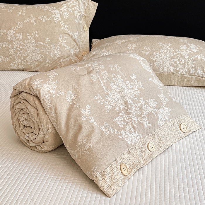 91家纺网 家纺一手货源 找家纺 （总）梦舒羽 2026新款A类夏天原麻纽扣加厚夏被宿舍双人床仿亚麻被子被芯