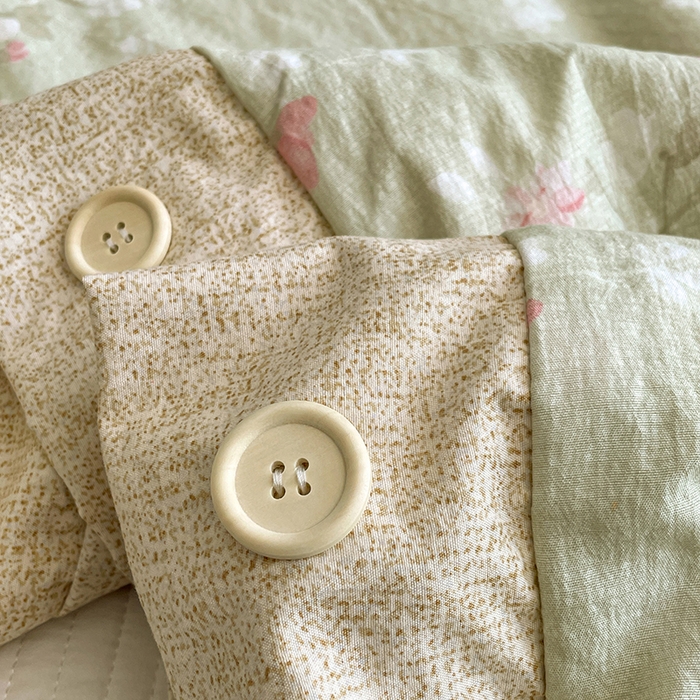 91家纺网 家纺一手货源 找家纺 梦舒羽 2026新款A类夏天原麻纽扣加厚夏被宿舍双人床仿亚麻被子被芯 清风花叙