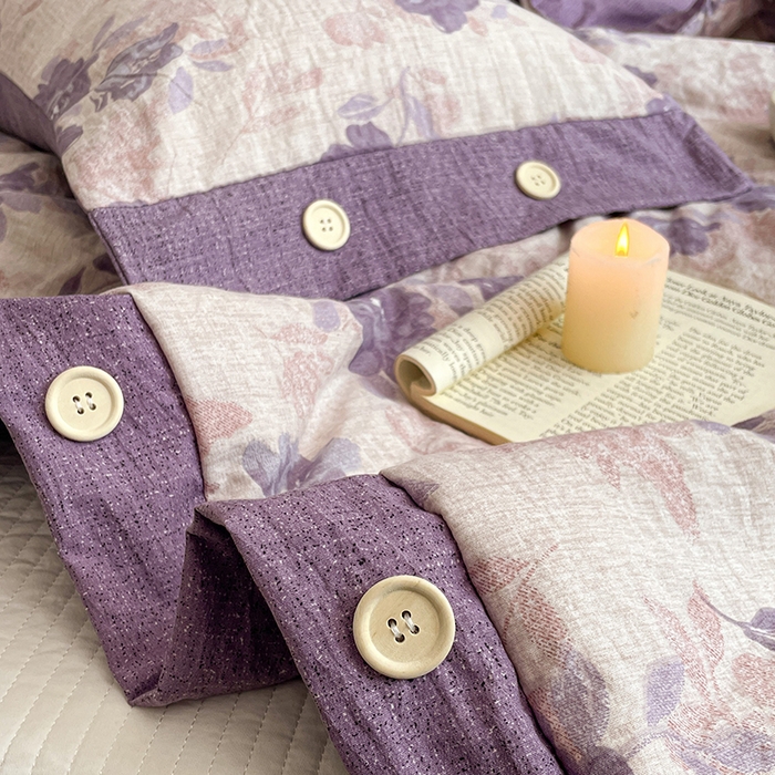 91家纺网 家纺一手货源 找家纺 梦舒羽 2026新款A类夏天原麻纽扣加厚夏被宿舍双人床仿亚麻被子被芯 安紫