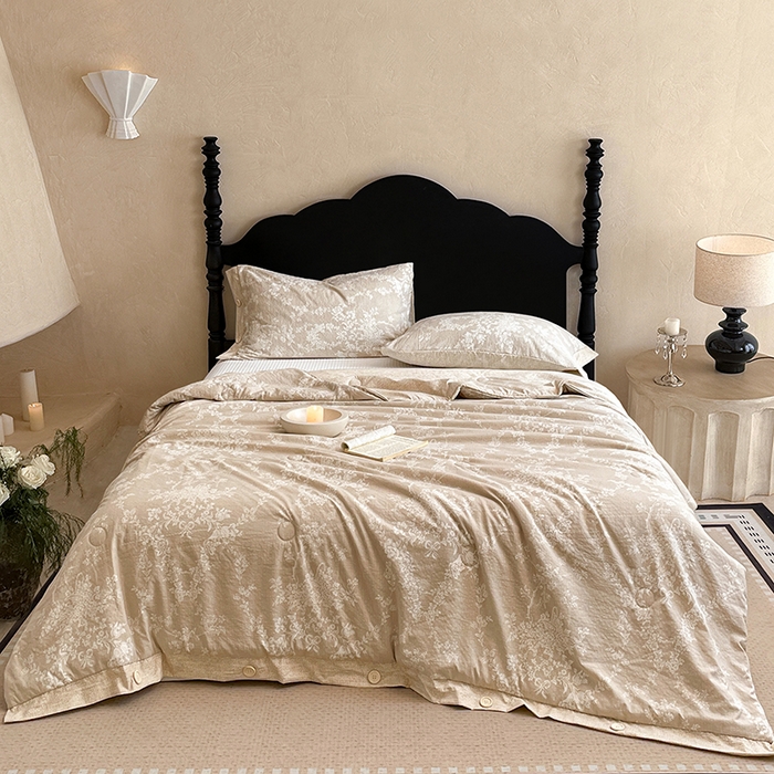 91家纺网 家纺一手货源 找家纺 梦舒羽 2026新款A类夏天原麻纽扣加厚夏被宿舍双人床仿亚麻被子被芯 梵希