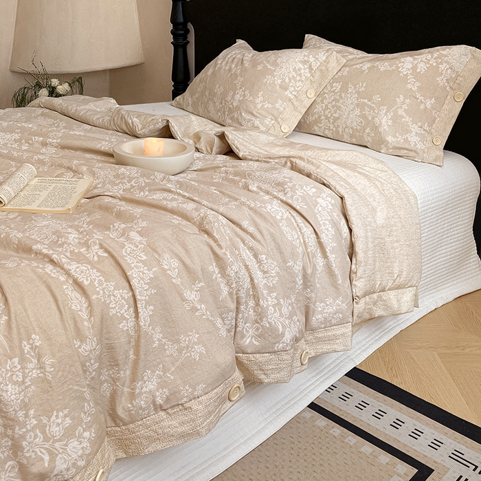 91家纺网 家纺一手货源 找家纺 梦舒羽 2026新款A类夏天原麻纽扣加厚夏被宿舍双人床仿亚麻被子被芯 梵希