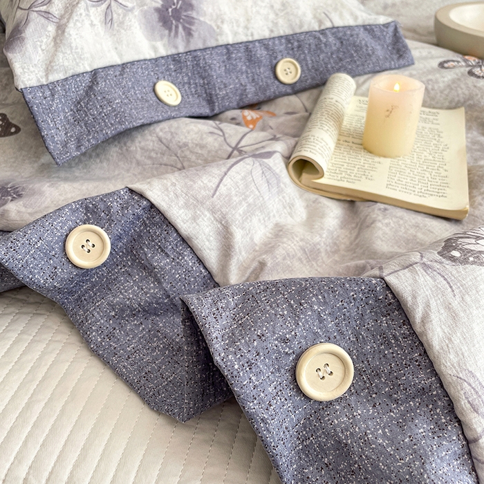 91家纺网 家纺一手货源 找家纺 梦舒羽 2026新款A类夏天原麻纽扣加厚夏被宿舍双人床仿亚麻被子被芯 花与蝶