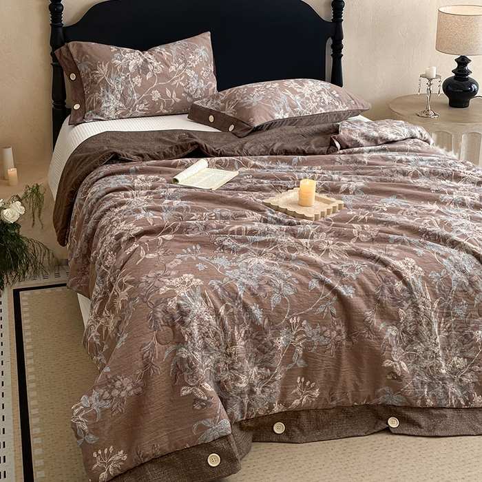 91家纺网 家纺一手货源 找家纺 梦舒羽 2026新款A类夏天原麻纽扣加厚夏被宿舍双人床仿亚麻被子被芯 金枝玉叶