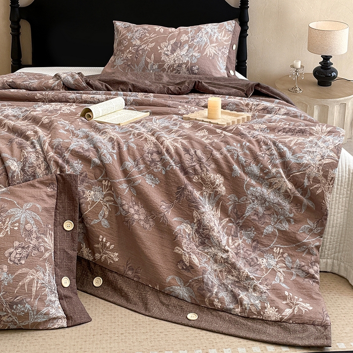 91家纺网 家纺一手货源 找家纺 梦舒羽 2026新款A类夏天原麻纽扣加厚夏被宿舍双人床仿亚麻被子被芯 金枝玉叶