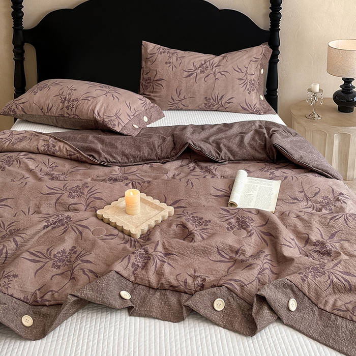 91家纺网 家纺一手货源 找家纺 梦舒羽 2026新款A类夏天原麻纽扣加厚夏被宿舍双人床仿亚麻被子被芯 素锦