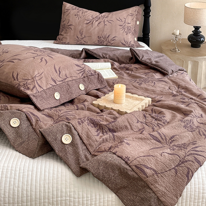 91家纺网 家纺一手货源 找家纺 梦舒羽 2026新款A类夏天原麻纽扣加厚夏被宿舍双人床仿亚麻被子被芯 素锦