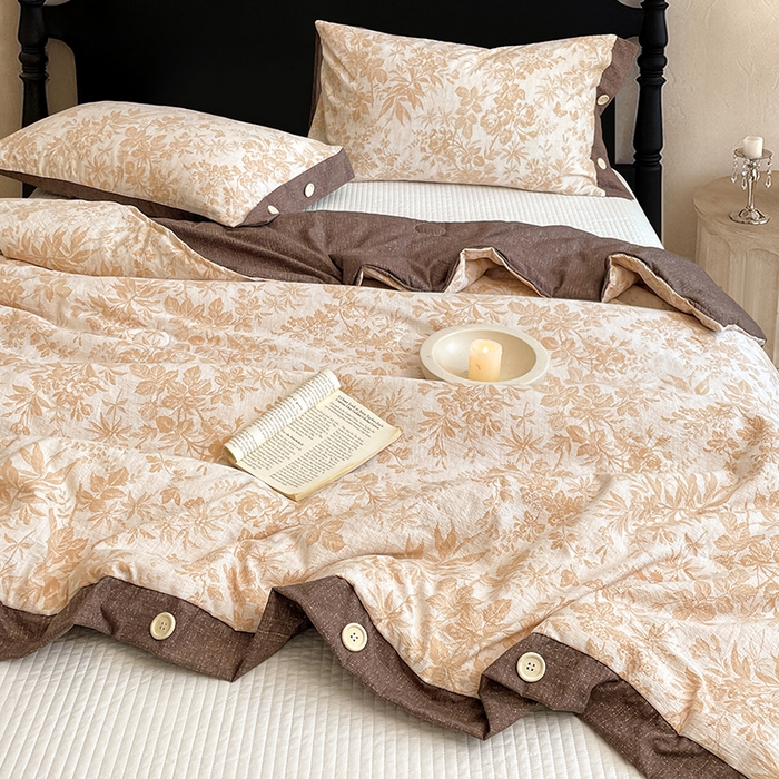 91家纺网 家纺一手货源 找家纺 梦舒羽 2026新款A类夏天原麻纽扣加厚夏被宿舍双人床仿亚麻被子被芯 忆秋风