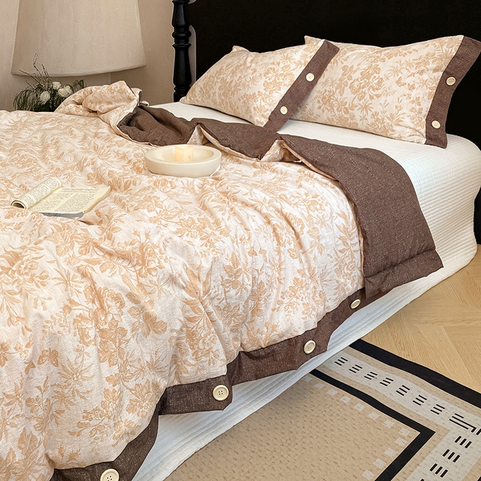 91家纺网 家纺一手货源 找家纺 梦舒羽 2026新款A类夏天原麻纽扣加厚夏被宿舍双人床仿亚麻被子被芯 忆秋风