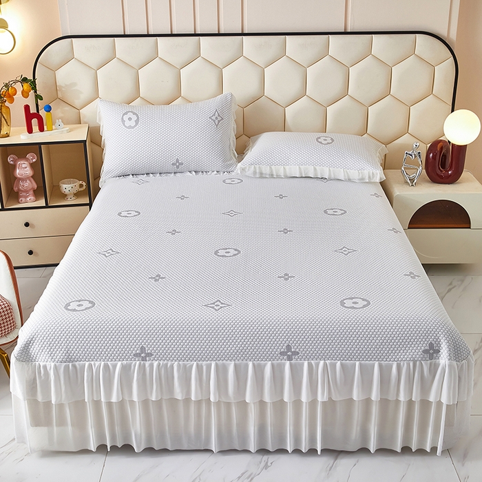 91家纺网 家纺一手货源 找家纺 （总）栩裕纺织 2026新款冰豆豆凉席床裙款