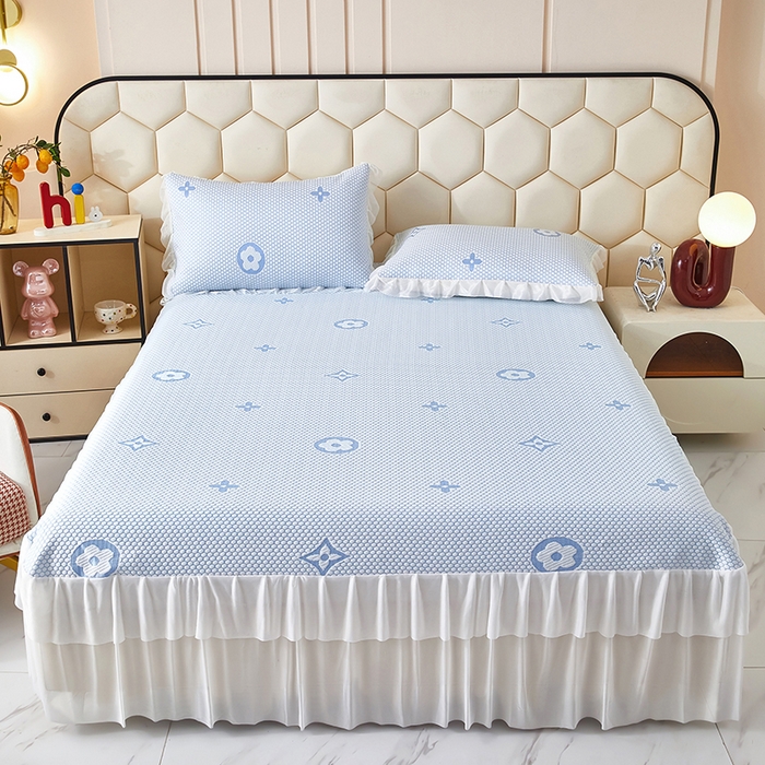 91家纺网 家纺一手货源 找家纺 （总）栩裕纺织 2026新款冰豆豆凉席床裙款