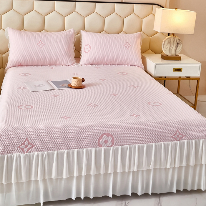 91家纺网 家纺一手货源 找家纺 （总）栩裕纺织 2026新款冰豆豆凉席床裙款