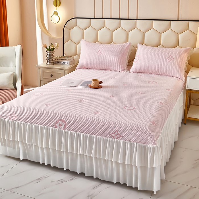 91家纺网 家纺一手货源 找家纺 （总）栩裕纺织 2026新款冰豆豆凉席床裙款