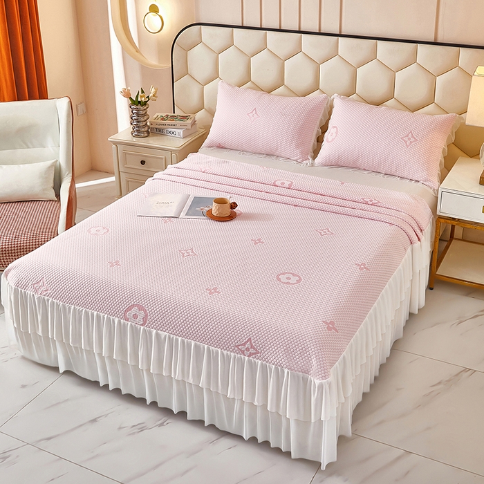 91家纺网 家纺一手货源 找家纺 （总）栩裕纺织 2026新款冰豆豆凉席床裙款