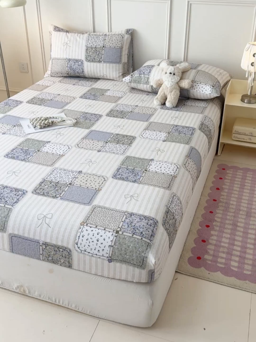 91家纺网 家纺一手货源 找家纺 （总）缦彩 2026新款A类全棉老粗布床笠单件加厚床罩三件套