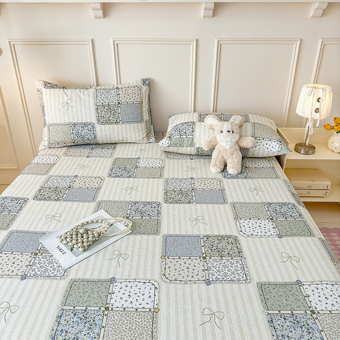 91家纺网 家纺一手货源 找家纺 （总）缦彩 2026新款A类全棉老粗布床笠单件加厚床罩三件套