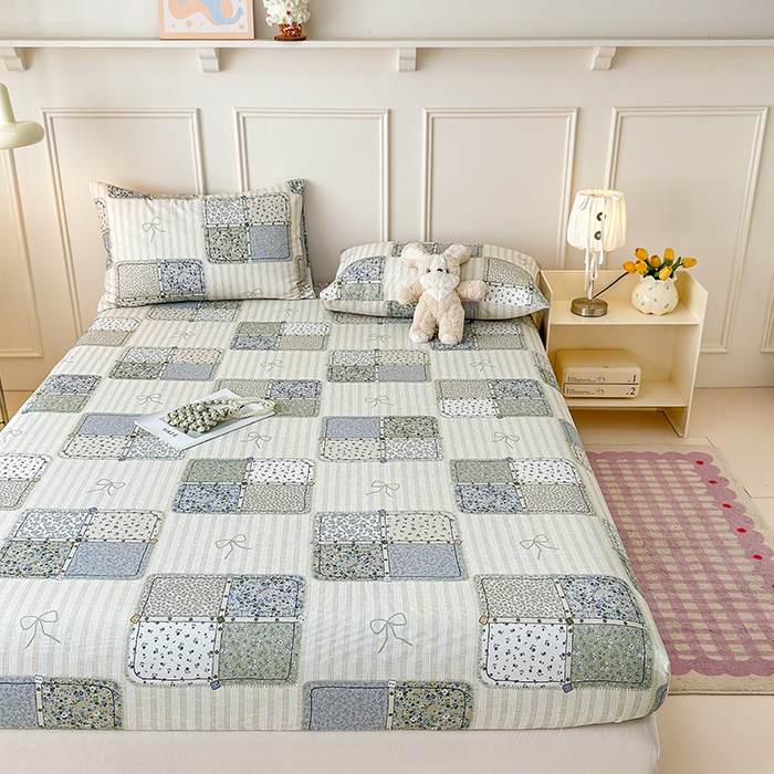 91家纺网 家纺一手货源 找家纺 （总）缦彩 2026新款A类全棉老粗布床笠单件加厚床罩三件套