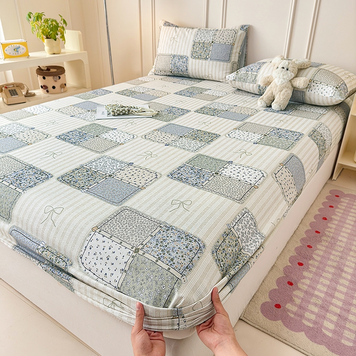 91家纺网 家纺一手货源 找家纺 （总）缦彩 2026新款A类全棉老粗布床笠单件加厚床罩三件套