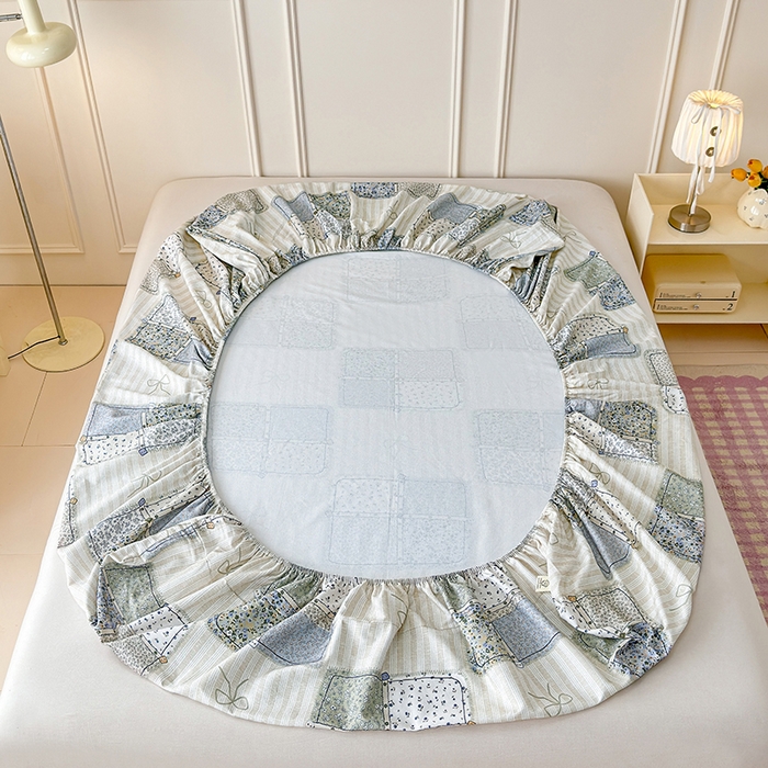 91家纺网 家纺一手货源 找家纺 （总）缦彩 2026新款A类全棉老粗布床笠单件加厚床罩三件套