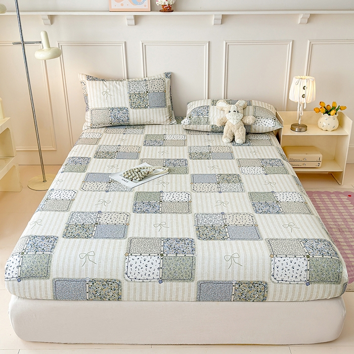 91家纺网 家纺一手货源 找家纺 （总）缦彩 2026新款A类全棉老粗布床笠单件加厚床罩三件套