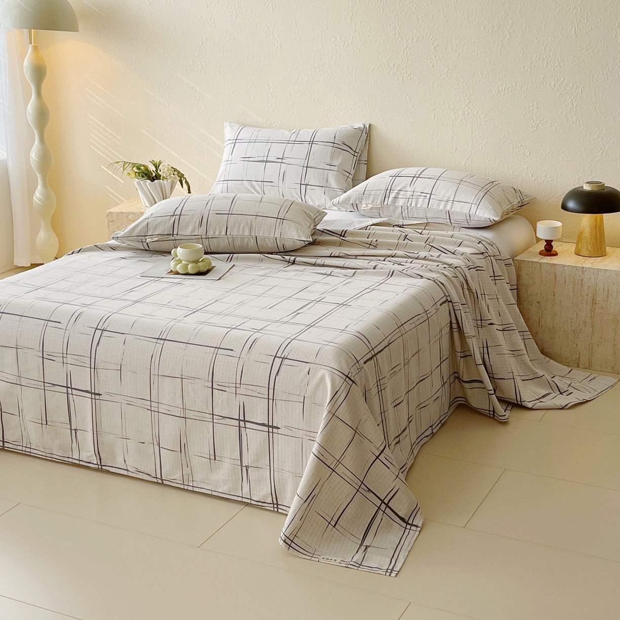 91家纺网 家纺一手货源 找家纺 春皖家纺 2026新款全棉老粗布席子凉席普通款单床单床单单件 素简