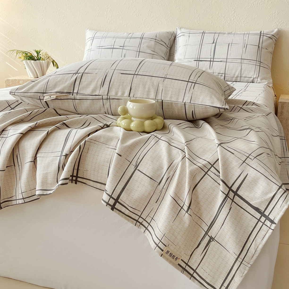 91家纺网 家纺一手货源 找家纺 春皖家纺 2026新款全棉老粗布席子凉席普通款单床单床单单件 素简