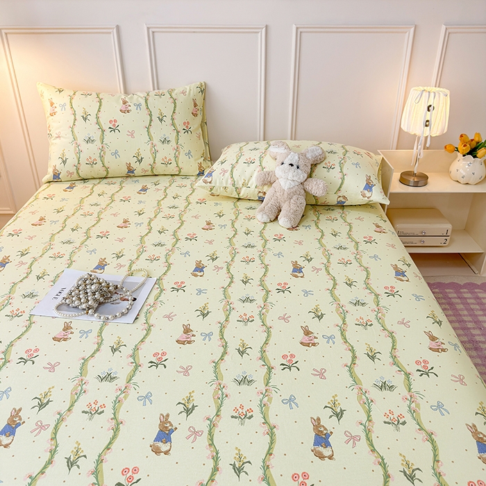 91家纺网 家纺一手货源 找家纺 缦彩 2026新款A类全棉老粗布床笠单件加厚床罩三件套 彼得花镜