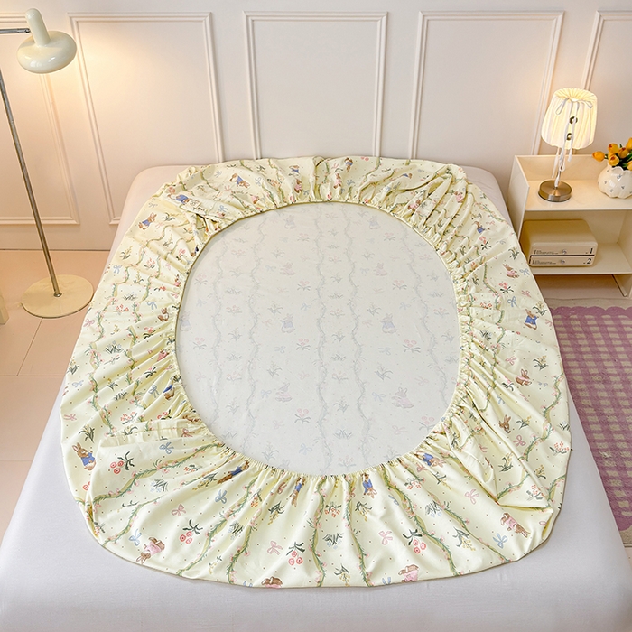 91家纺网 家纺一手货源 找家纺 缦彩 2026新款A类全棉老粗布床笠单件加厚床罩三件套 彼得花镜