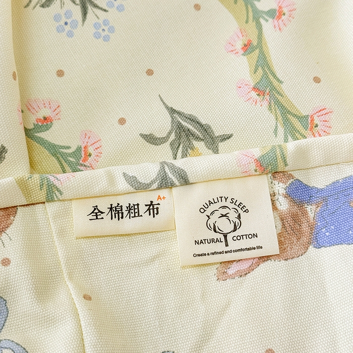 91家纺网 家纺一手货源 找家纺 缦彩 2026新款A类全棉老粗布床笠单件加厚床罩三件套 彼得花镜