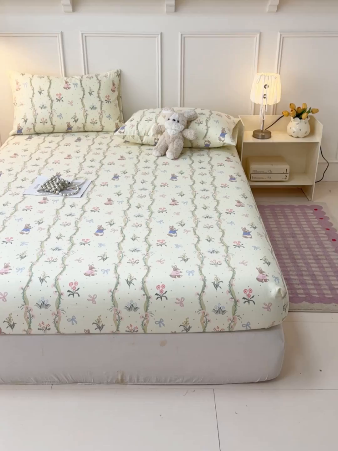 91家纺网 家纺一手货源 找家纺 缦彩 2026新款A类全棉老粗布床笠单件加厚床罩三件套 彼得花镜