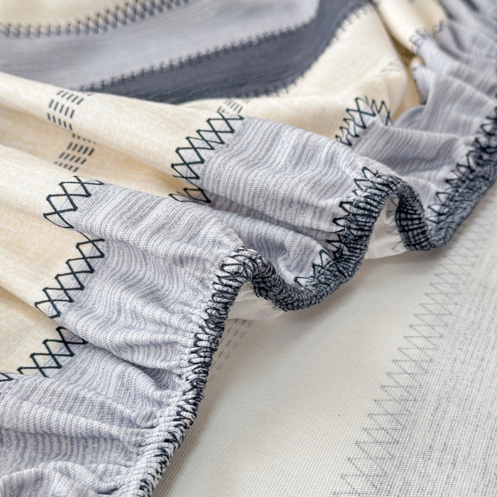 91家纺网 家纺一手货源 找家纺 缦彩 2026新款A类全棉老粗布床笠单件加厚床罩三件套 简纹蓝调