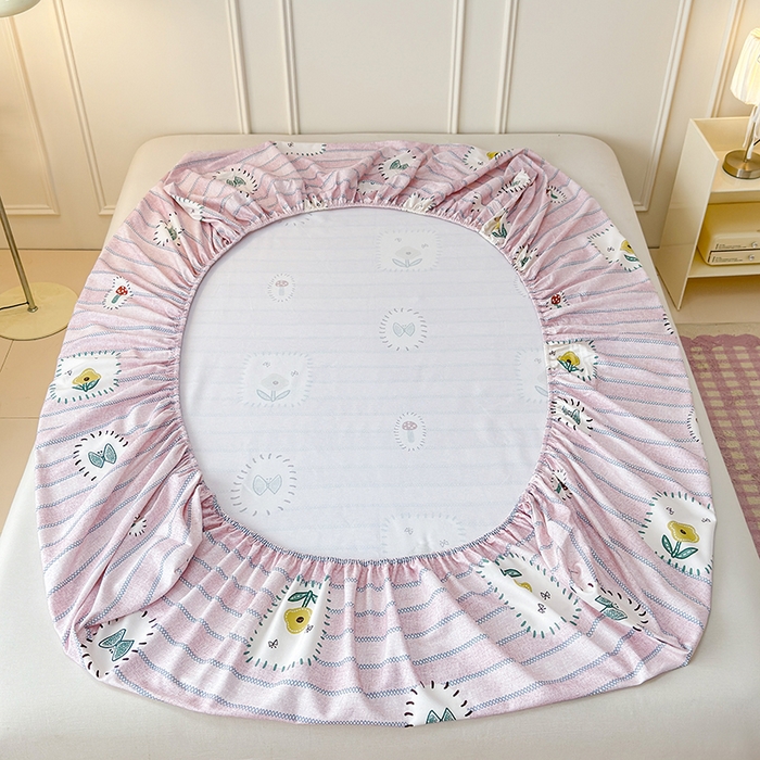 91家纺网 家纺一手货源 找家纺 缦彩 2026新款A类全棉老粗布床笠单件加厚床罩三件套 浅草花信