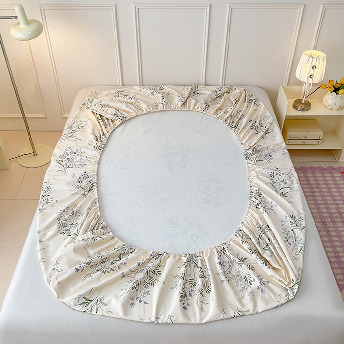 91家纺网 家纺一手货源 找家纺 缦彩 2026新款A类全棉老粗布床笠单件加厚床罩三件套 云间青色