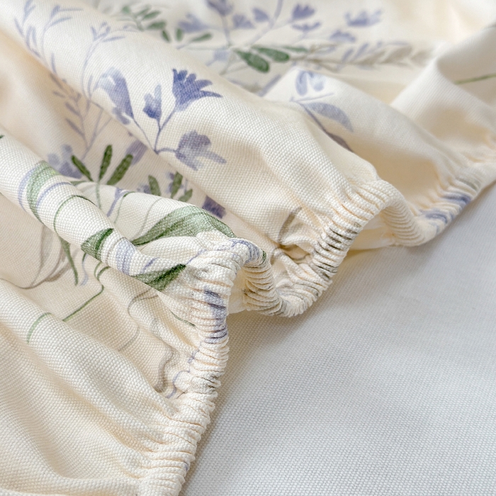 91家纺网 家纺一手货源 找家纺 缦彩 2026新款A类全棉老粗布床笠单件加厚床罩三件套 云间青色