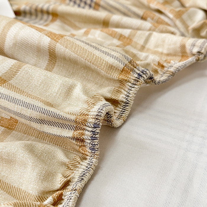 91家纺网 家纺一手货源 找家纺 缦彩 2026新款A类全棉老粗布床笠单件加厚床罩三件套 金灰格调