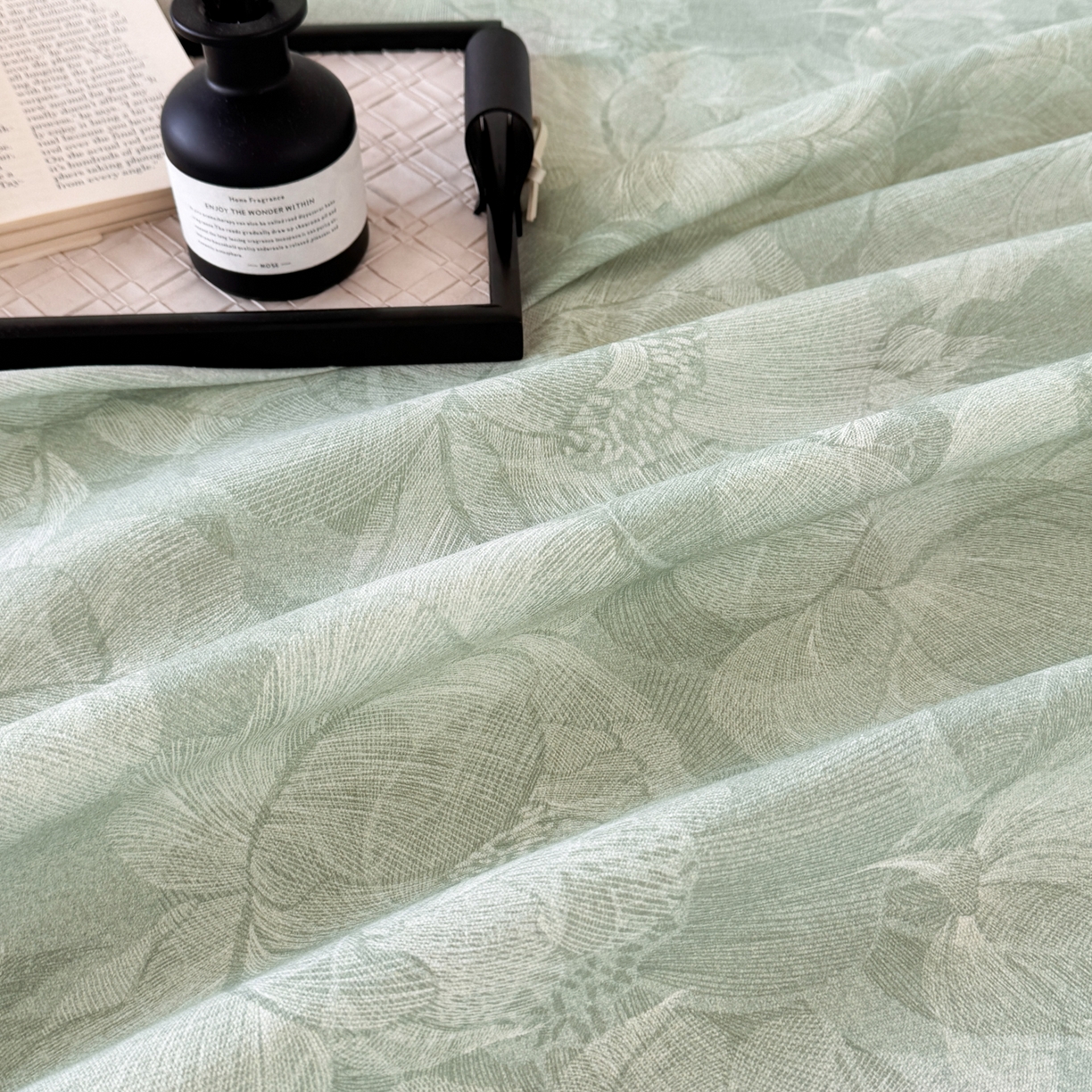 91家纺网 家纺一手货源 找家纺 遇安家纺 2026年新款原棉老粗布凉席三件套 香岛巴黎-绿