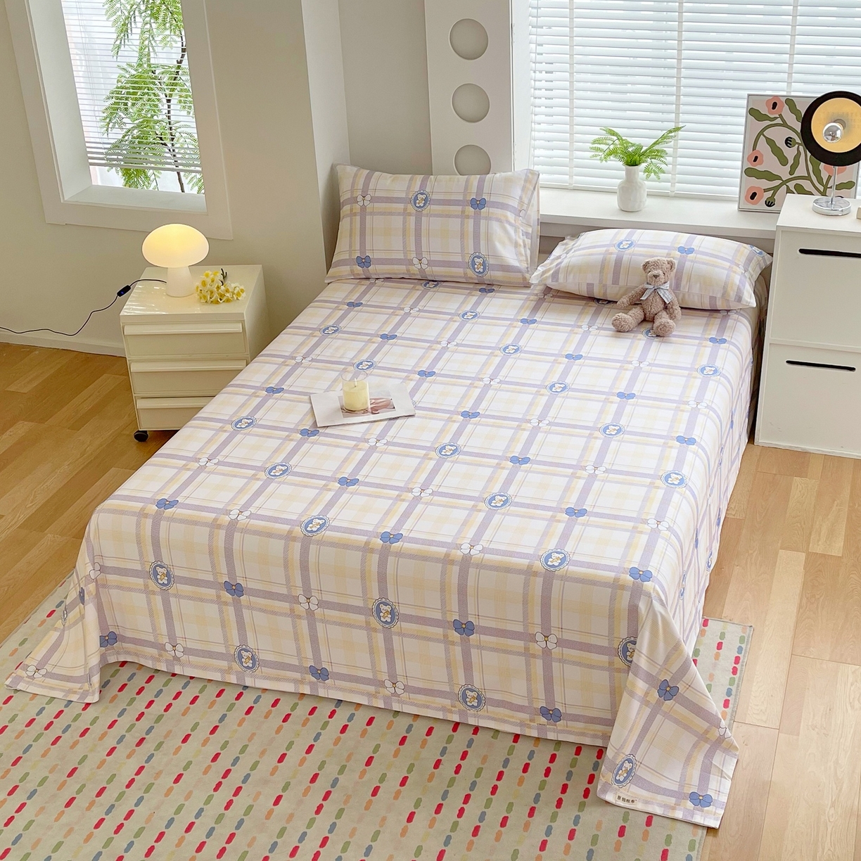 91家纺网 家纺一手货源 找家纺 春皖家纺 2026新款全棉老粗布席子凉席普通款单床单床单单件 童趣