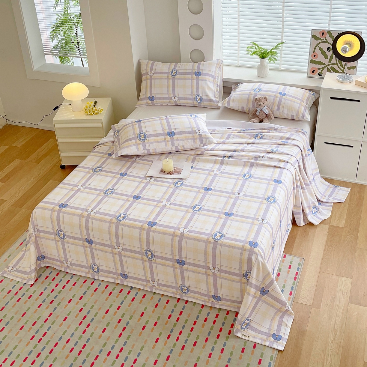 91家纺网 家纺一手货源 找家纺 春皖家纺 2026新款全棉老粗布席子凉席普通款单床单床单单件 童趣