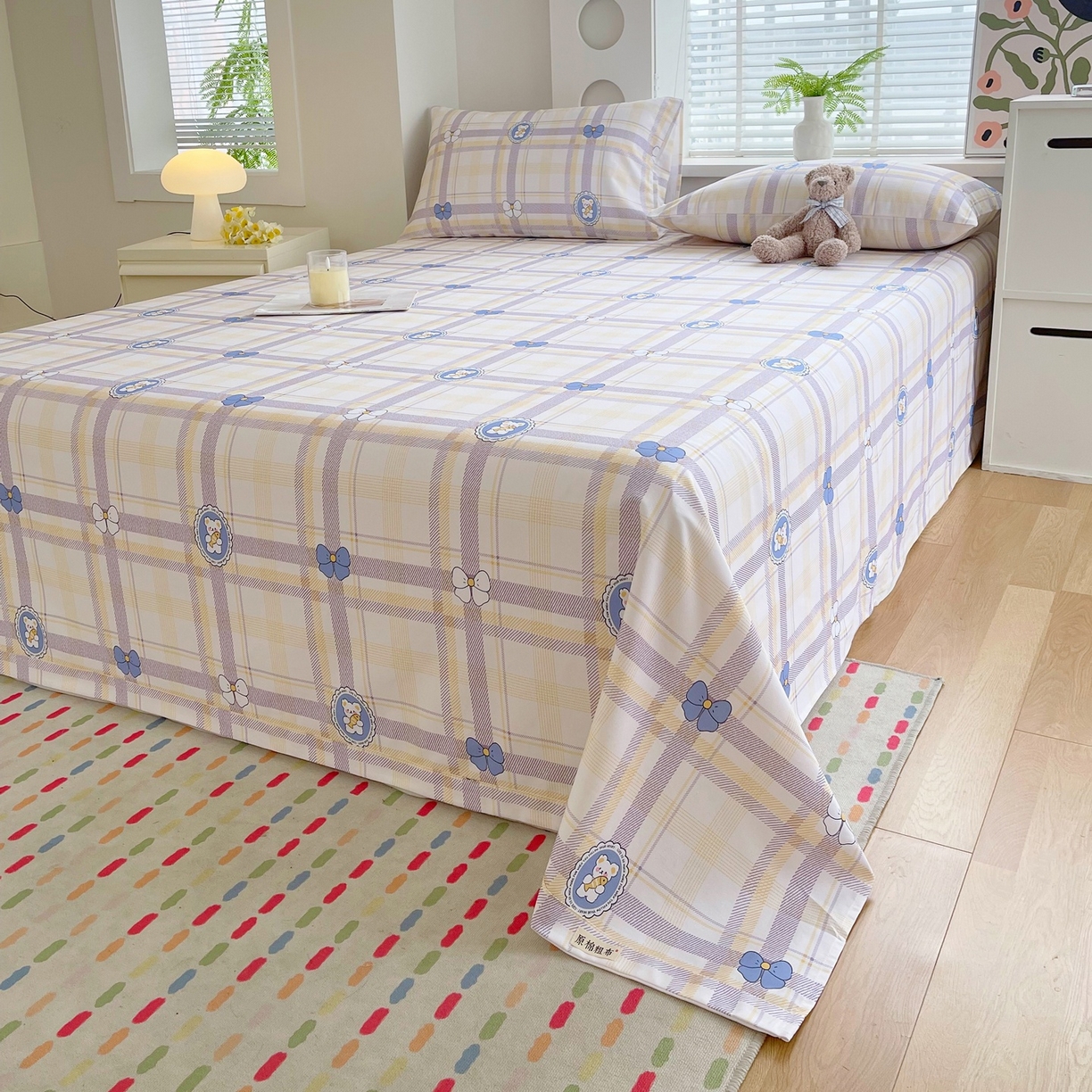 91家纺网 家纺一手货源 找家纺 春皖家纺 2026新款全棉老粗布席子凉席普通款单床单床单单件 童趣