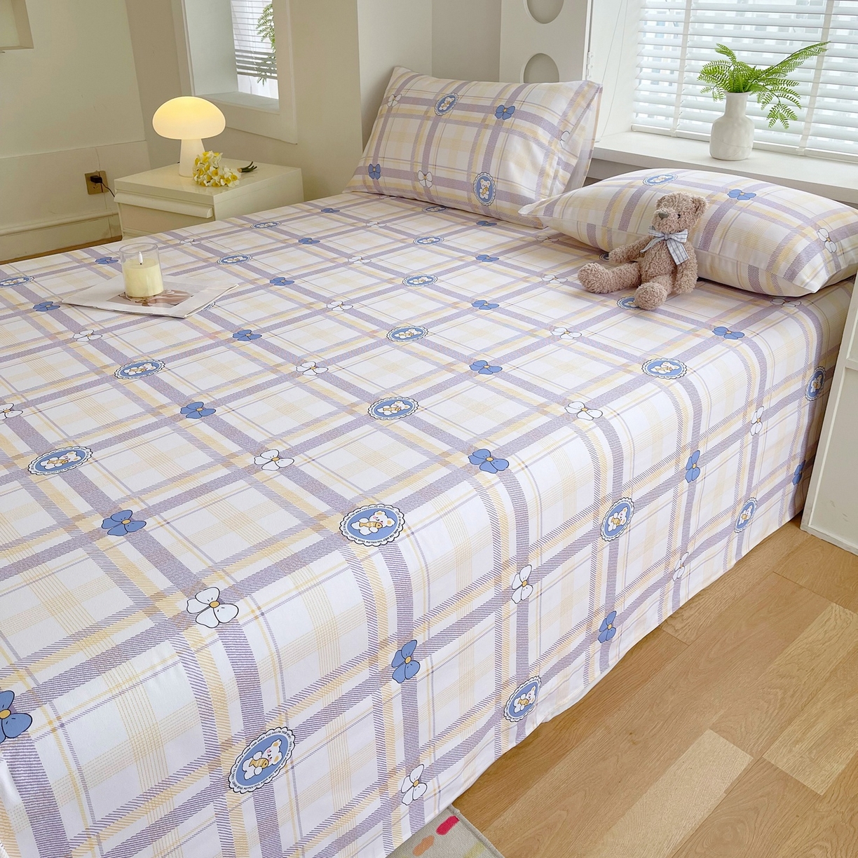 91家纺网 家纺一手货源 找家纺 春皖家纺 2026新款全棉老粗布席子凉席普通款单床单床单单件 童趣