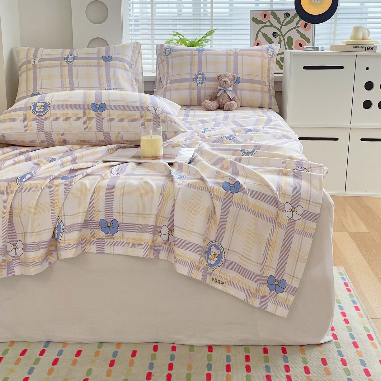 91家纺网 家纺一手货源 找家纺 春皖家纺 2026新款全棉老粗布席子凉席普通款单床单床单单件 童趣